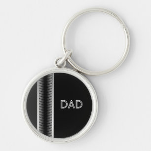 Papa, porte-clés industriel argent et noir