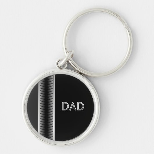 Papa, porte-clés industriel argent et noir (Devant)