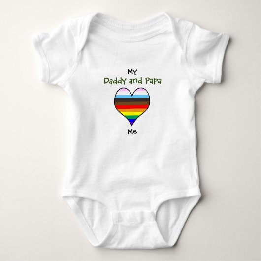 Papa Rainbow Heart Baby Bodysuit (Voorkant)