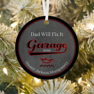 Papa Repareert Het Garage Metalen Ornament