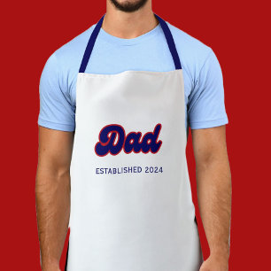 Papa retro rood en blauw, jaar op maat schort
