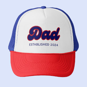 Papa retro rood en blauw, jaar op maat trucker pet