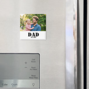 Papa Richtte Eenvoudige Zwarte Tekst Foto Wit Magneet
