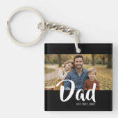 Papa Richtte Modern Schrift Foto Op Sleutelhanger (Voorkant)