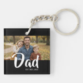 Papa Richtte Modern Schrift Foto Op Sleutelhanger (Achterkant)