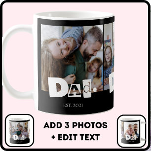 Papa Richtte Moderne 3 Kinderen Fotocollage Op Koffiemok