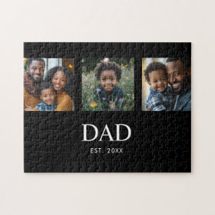 Papa Richtte Moderne Eenvoudige Zwarte 3 Foto Op Legpuzzel