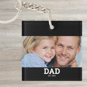 Papa Richtte Moderne Foto Op Sleutelhanger