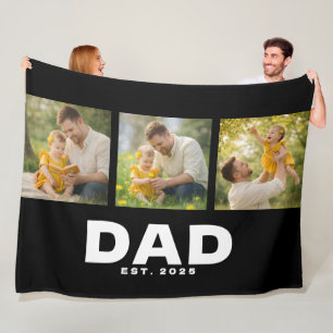 Papa Richtte Moderne Krachtige Zwarte 3 Foto Op Fleece Deken
