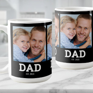 Papa Richtte Moderne Zwarte 3 Foto Op Koffiemok