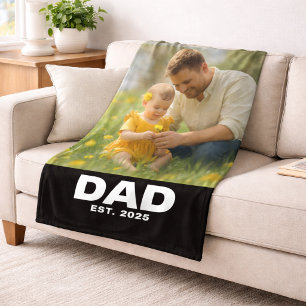 Papa Richtte Moedige Moderne Zwarte Foto Op Fleece Deken