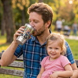 Papa Richtte Vette Zwarte Tekst Op 3 foto Geïsoleerde Drinkbeker