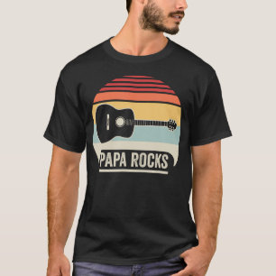 Papa Rocks Gitaar Muziek Retro Stijl Grafisch T-shirt