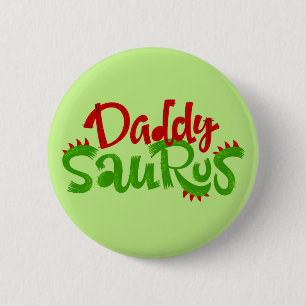 Papa Saurus Dinosaur Lettering Ronde Button 5,7 Cm