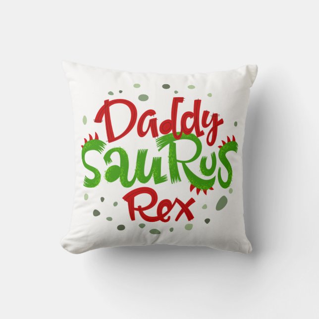 Papa Saurus Rex Illustratie Kussen (Voorkant)