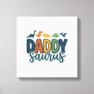 Papa Saurus Schattige Dinosaur Papa Vectorontwerp_ Canvas Afdruk