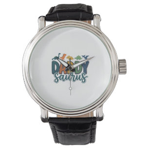 Papa Saurus Schattige Dinosaur Papa Vectorontwerp_ Horloge