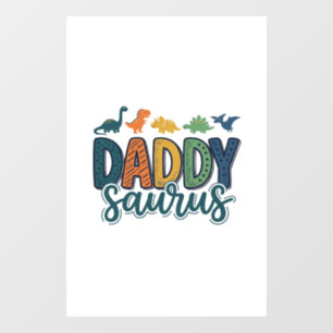 Papa Saurus Schattige Dinosaur Papa Vectorontwerp_ Raamsticker