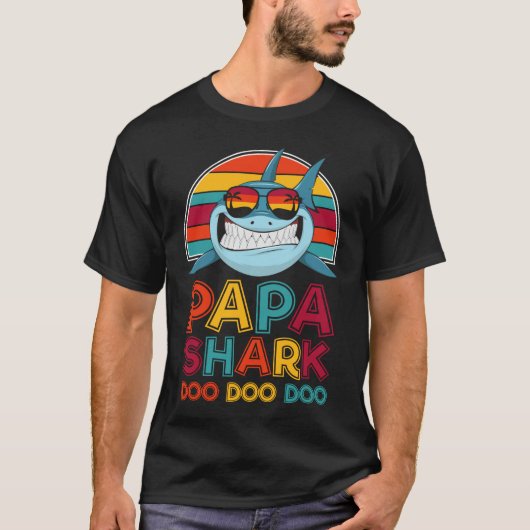 Papa Shark Doo Doo Doo - Vaderdag Gift T-Shirt (Voorkant)