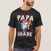 Papa Shark Santa Christmas Family Matching Pajamas T-shirt (Voorkant)