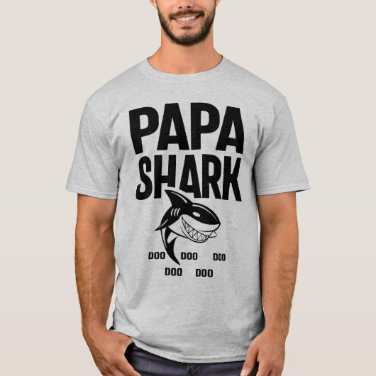 Papa Shark T-Shirt Doo Doo Doo Fathers Day (Voorkant)
