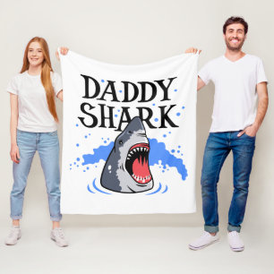 Papa Shark - White Fleece Deken