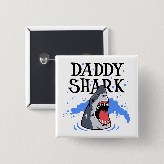 Papa Shark - White Vierkante Button 5,1 Cm (Voorkant /achterkant)
