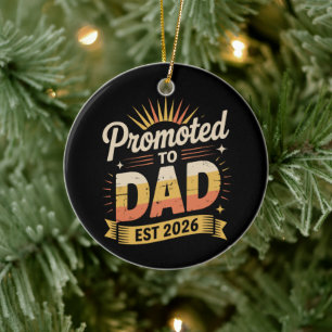 Papa sinds 2026 Funny Nieuwe Vader Zwangerschapsaa Keramisch Ornament