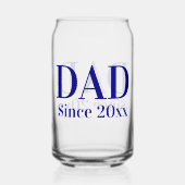 Papa sinds 20xx Navy Blue Tekst Sjabloon Blikvorm Glas (Achterkant)