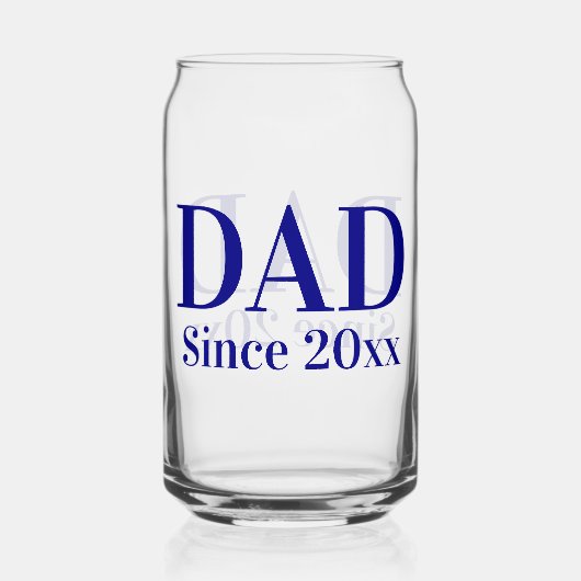 Papa sinds 20xx Navy Blue Tekst Sjabloon Blikvorm Glas (Achterkant)