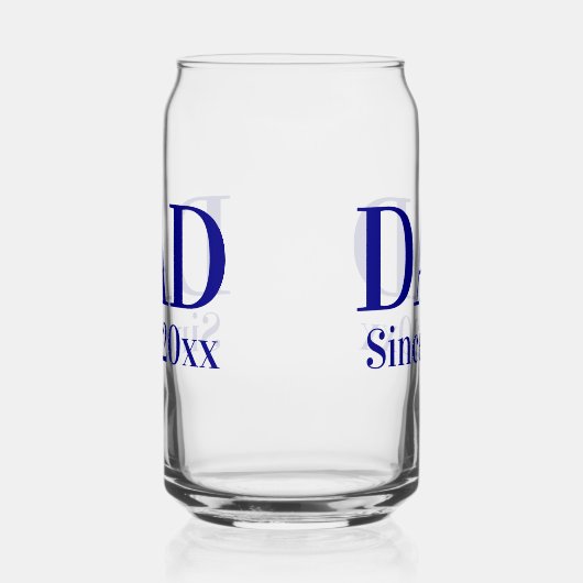 Papa sinds 20xx Navy Blue Tekst Sjabloon Blikvorm Glas (Links)