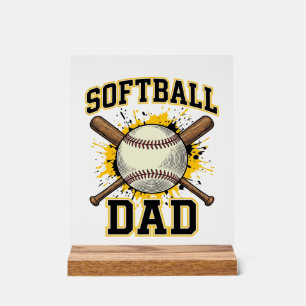 Papa Softball Vintage Varsity Dessin Bats Croisés_