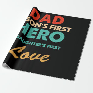 Papa Son's eerste Hero dochter's eerste liefdesvad Cadeaupapier