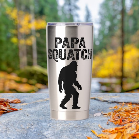 Papa Squatch Funny Bigfoot - Father's Day Gift Geïsoleerde Drinkbeker (Buiten (Gedraaid) )