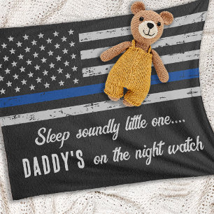 Papa staat op de nachtpolitie Baby Fleece Deken