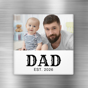 Papa Stelde Foto Zwarte Tekst Vaderdag Magneet