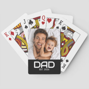 Papa Stelde Vet Zwart Foto Op Pokerkaarten
