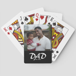 Papa Stelde Vet Zwart Foto Op Pokerkaarten