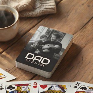 Papa Stelde Vetgedrukte Zwarte Foto Vast Pokerkaarten