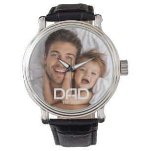 Papa Stelde Zwarte Witte Krachtige Foto Op Horloge