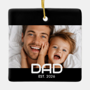 Papa Stelde Zwarte Witte Krachtige Foto Op Keramisch Ornament