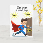 Papa Super Guy Groet Kaart (Gele Bloem)