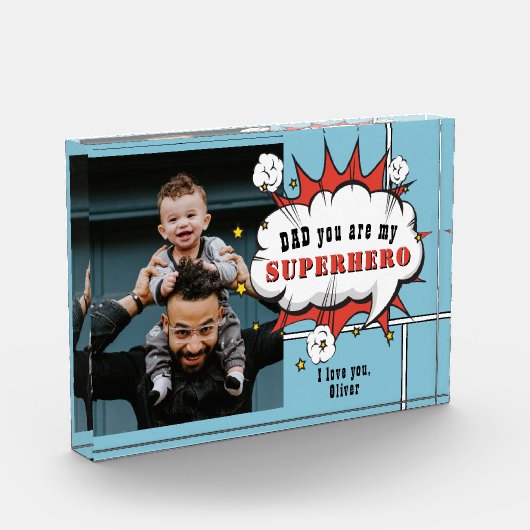 Papa superheld Comic Speech Bubble Fotoblokken (Links)