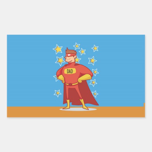 Papa Superheld op Vaderdag Rechthoekige Sticker (Voorkant)