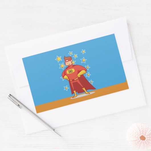 Papa Superheld op Vaderdag Rechthoekige Sticker (Envelop)