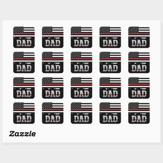 Papa Thin Red Line Firefighter Pap Gifts Vierkante Sticker (Vel)