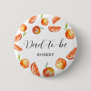 Papa-to-be Little Cutie Baby shower Oranje Custom Ronde Button 5,7 Cm