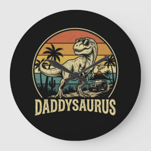 Papa Trex Dinosaur Papa-saurus Retro Vaderdag Grote Klok