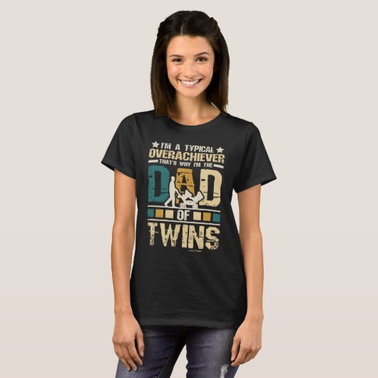 Papa tweeling en vader van tweelingen met Vaderdag T-shirt (Voorkant volledig)