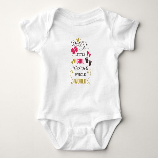 Papa Typografie Roze Girly Baby Glam Romper (Voorkant)